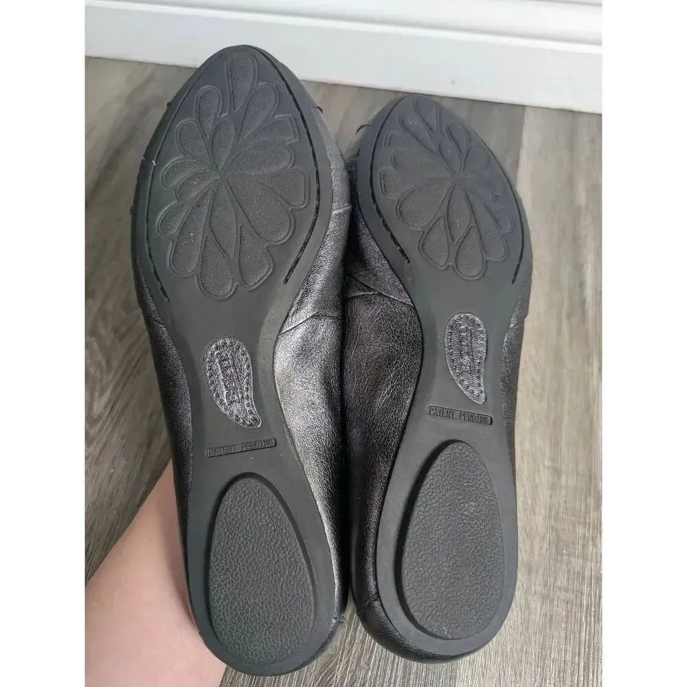 Born Adeline gunmetal silver metallic leather flats womens 9.5
